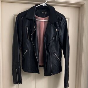 ONLY Women's Black Leather Biker Jacket